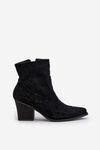 Cowboy Ankle Boots With Heel Eco Suede Black Arabelline