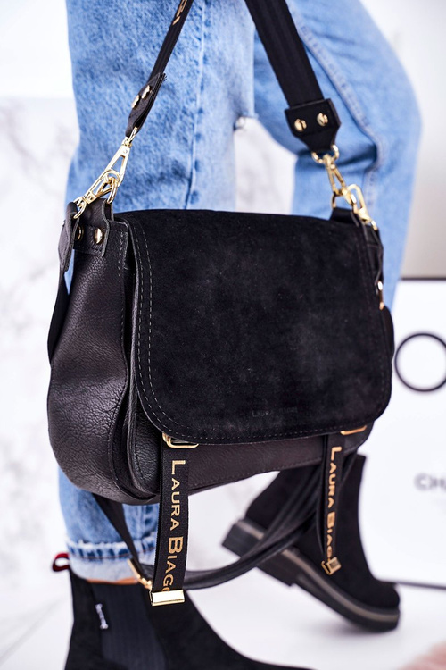Women's Messenger Bag With Detachable Strap LAURA BIAGGI Black