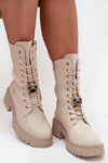 Women's Workery Boots With Buckles Bear Heart Beige Iravine