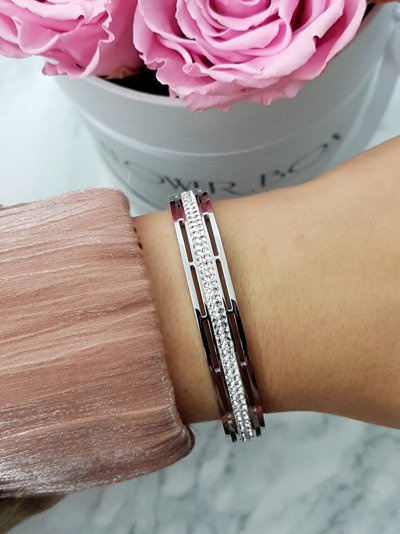 Women's Steel Bracelet With Zircons Silver Verne
