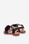Fashionable Children's Sandals With Flowers Black Poly