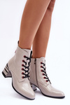 Lacquered Boots on Heel SBarski MR870-49 Light Gray