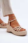 Platform Sandals and Wedges in Light Beige Color Oporia