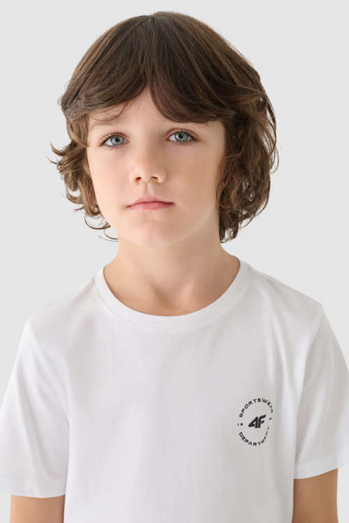 Smooth Cotton Boys T-shirt Regular White 4FJWAW24TTSHM1859-10S