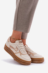 Sneakersy Damskie Platforma Beżowe Annines
