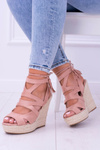 Pink Suede Sandals On Anchor Nowelio