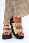 Ladies Sandals With Buckles On Platform Beige Nilatha