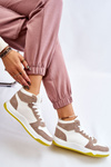 High Women's Sport Shoes Sneakers White and Beige Rumor