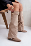 Heeled Boots With Turned Shaft Beige Evyra