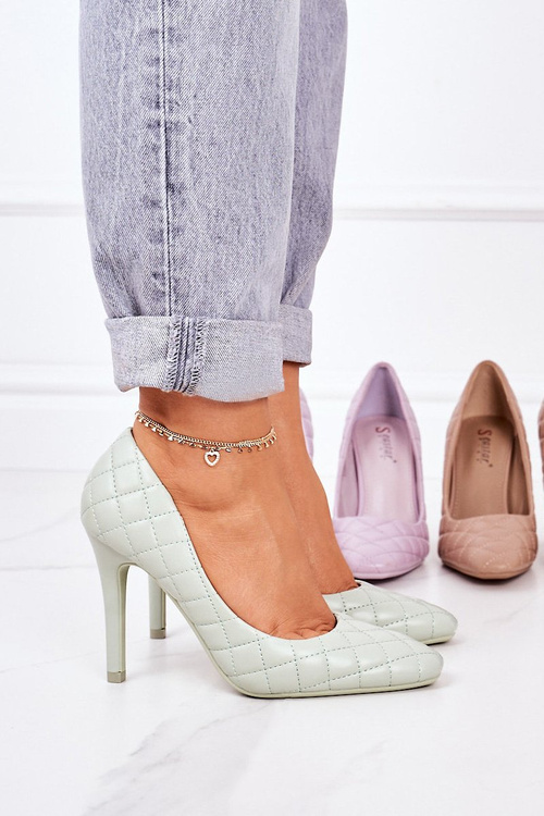 Elegant Quilted Heels Green Rosanna