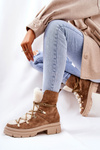 Padded Suede Boots Trappers Beige Mindago