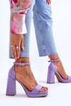 Fashionable Suede Square Heel Sandals Violet Merila