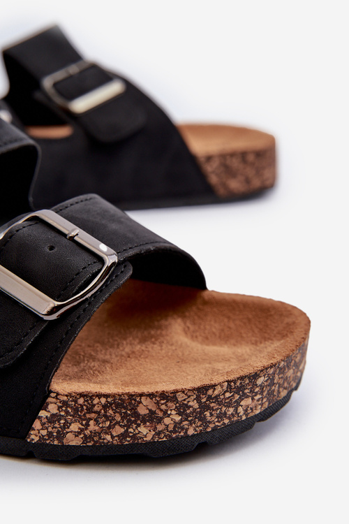 Men's Cork Sole Flip Flops Black Rosawia