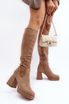 Women's insulated boots with chunky heel beige Layala