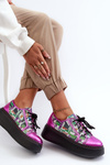 Sneakersy Półbuty Damskie Skórzane Na Platformie Fuksja Maciejka 06479-15