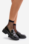 Lacquered Women's Loafers With Decoration Black D&A LZ42-031