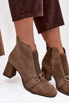 Women's ankle boots made of genuine suede with heel Artiker 57C0221 beige