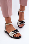 Women's Flat Sandals with Chain Vinceza 17320 White
