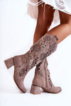 Suede Openwork Boots Lewski Shoes 3171 Cappucino