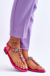 Suede Flip Flops With Stones Pink Frency