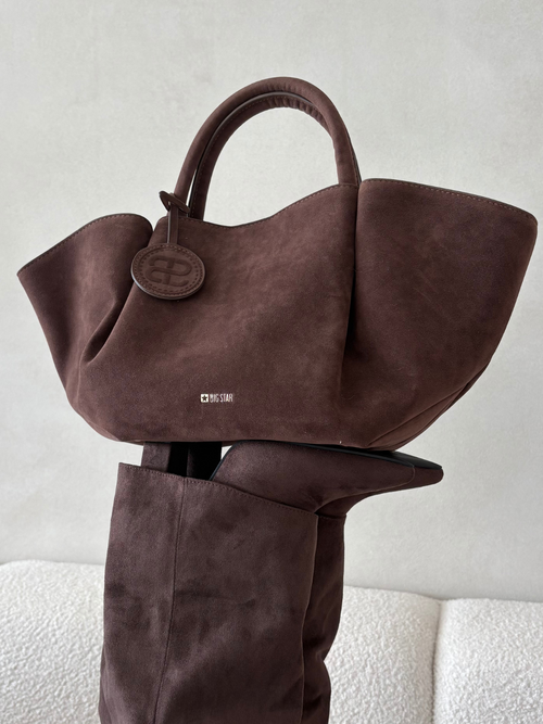 Women Shopper Bag Made Of Eco Suede Big Star SS574002 Brown