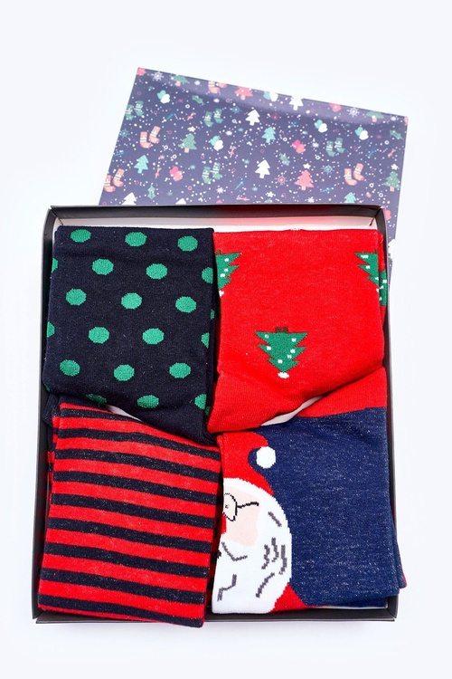 Christmas Set of Men's Socks COSAS Navy Blue/Red