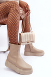 Women's Leather Platform Boots Beige Jenefer