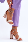 Fashionable Sandals With Zircons Beige Carma