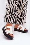 Womens Platform Sandals With Straps And Buckle White Elimessa