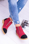 Lu Boo Suede Maroon Boots With Zippers Inez