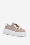 Platform Sneakers With Bear Print S.Barski BF51-014 Beige