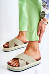 Women's Suede Slippers On The Platform Green Neriko