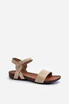 Zazoo 40027 Flat Women's Leather Sandals Beige