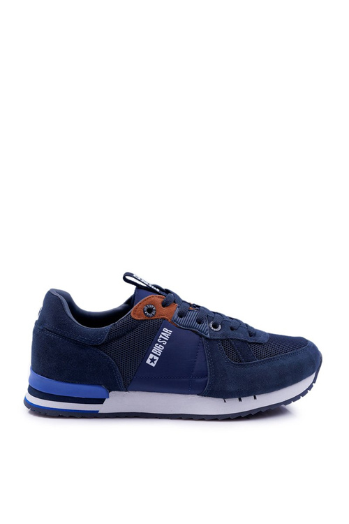 Sporty Men's Shoes Big Star Suede Leather Navy Blue DD174321
