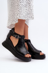 Women's Platform and Wedge Sandals in Black Eco Leather Hloeli