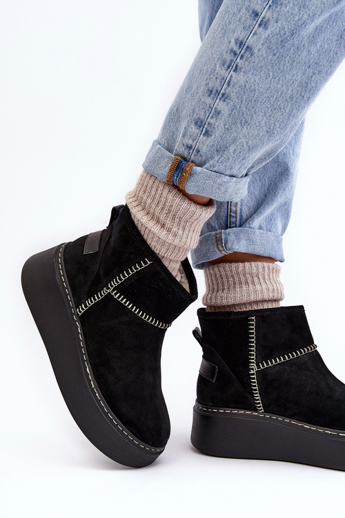 Women's Suede Snow Boots Maciejka 06257-01 Black