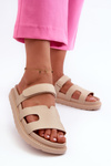 Eco Leather Women's Velcro Sandals in Light Beige Silaka