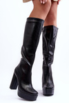 Over The Knee Boots With Heel And Platform Black Baldrema 