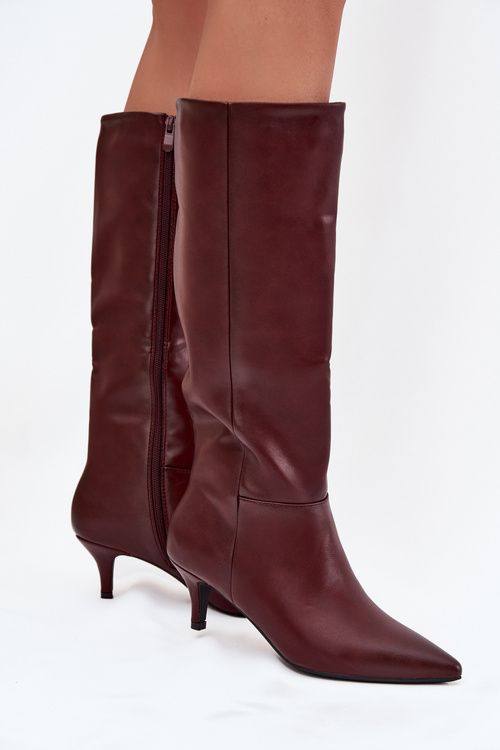 Women's Boots on Low Heel Lined with Eco Leather Bordeaux Marcellia