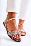 Women's Sandals On Flat Heels With Studs Rose Gold Francesca