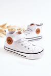Children's Leather Sneakers With Velcro White Bruni