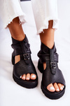 Women's Leather Sandals With Zipper Nicole 2748 Black