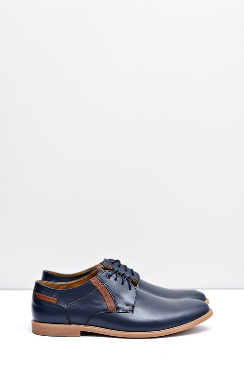Men's Bednarek Half Shoes Leather Navy Blue Millo