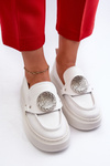 White Leather Loafers with Ornament Zazoo 3486