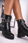 Women's Boots With Zircons Black Love You Baby