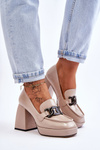 Leather Pumps On Massive Heels Beige Maximo