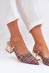 Heeled Sandals With Braiding And Pointed Toes Multicolor Resterri