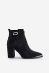 Warm Women's Ankle Boots with Pointed Toes on a Heel Black Laoreina