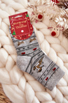 Women's Cotton Christmas Socks reindeer Grey