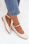Women's Ballerinas with Strap and Buckle Beige Janelor